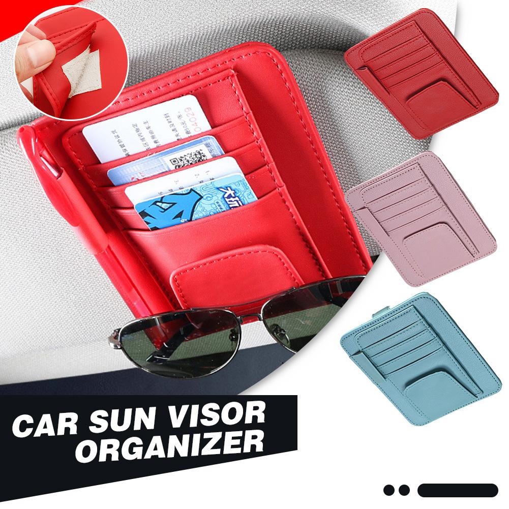 Auto-Sonnenblenden-Organizer aus Leder, Sonnenbrillenhalter, Aufbewahrung, Kartenhalter