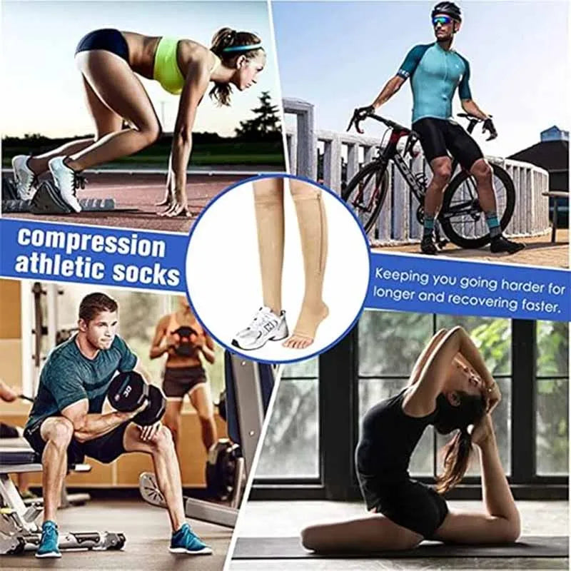 Zipper Compression Socks 15-20 mmHg Open Toe, Medical Zip Up Compression Stockings for Women Men Improves Blood Circulation, Rel