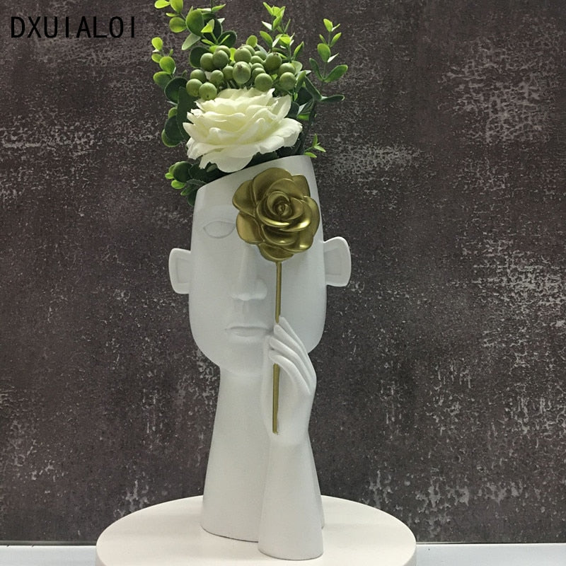 Kreative nordische Vase, Kunst für Wohnzimmer, Weinschrank, Dekor, Schrank, Couchtisch, Blumenarrangement, Harzvase, Geschenk, Heimdekoration