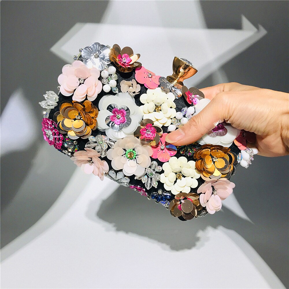 Handgemachte Damen Blumen Clutch Abendtaschen, Stil Geldbörse