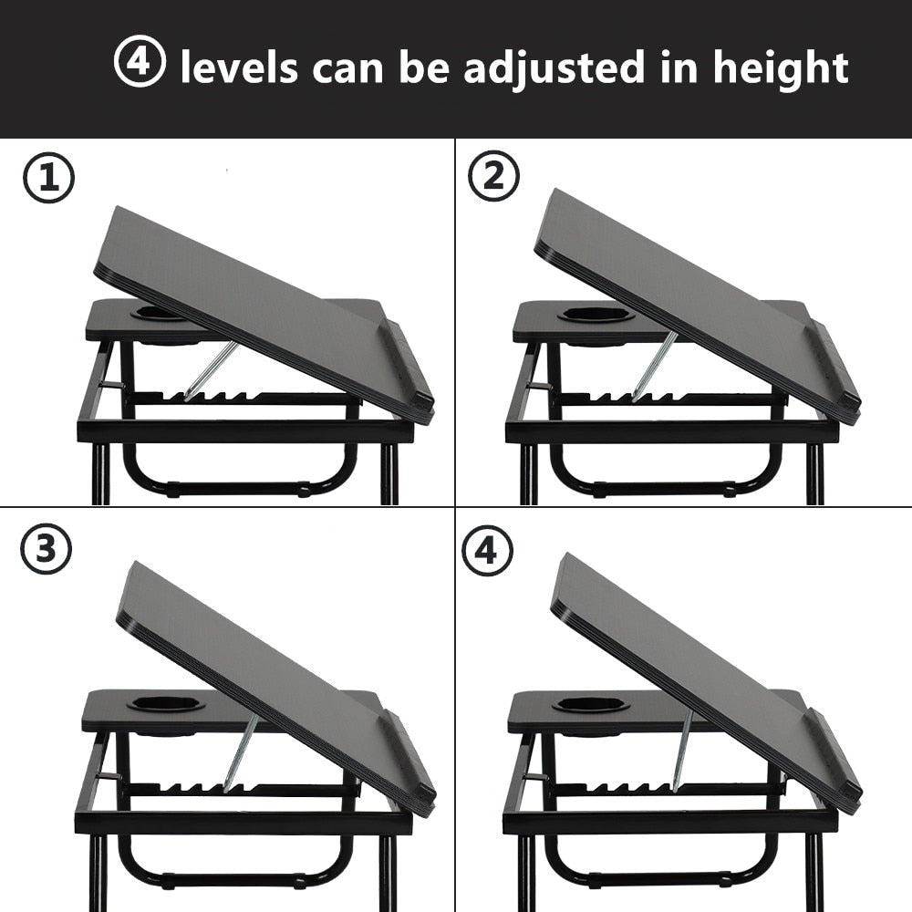 Laptop-Tisch, einfacher Computertisch mit Ventilator für Bett, Sofa, zusammenklappbarer, verstellbarer Laptop-Schreibtisch auf dem Bett