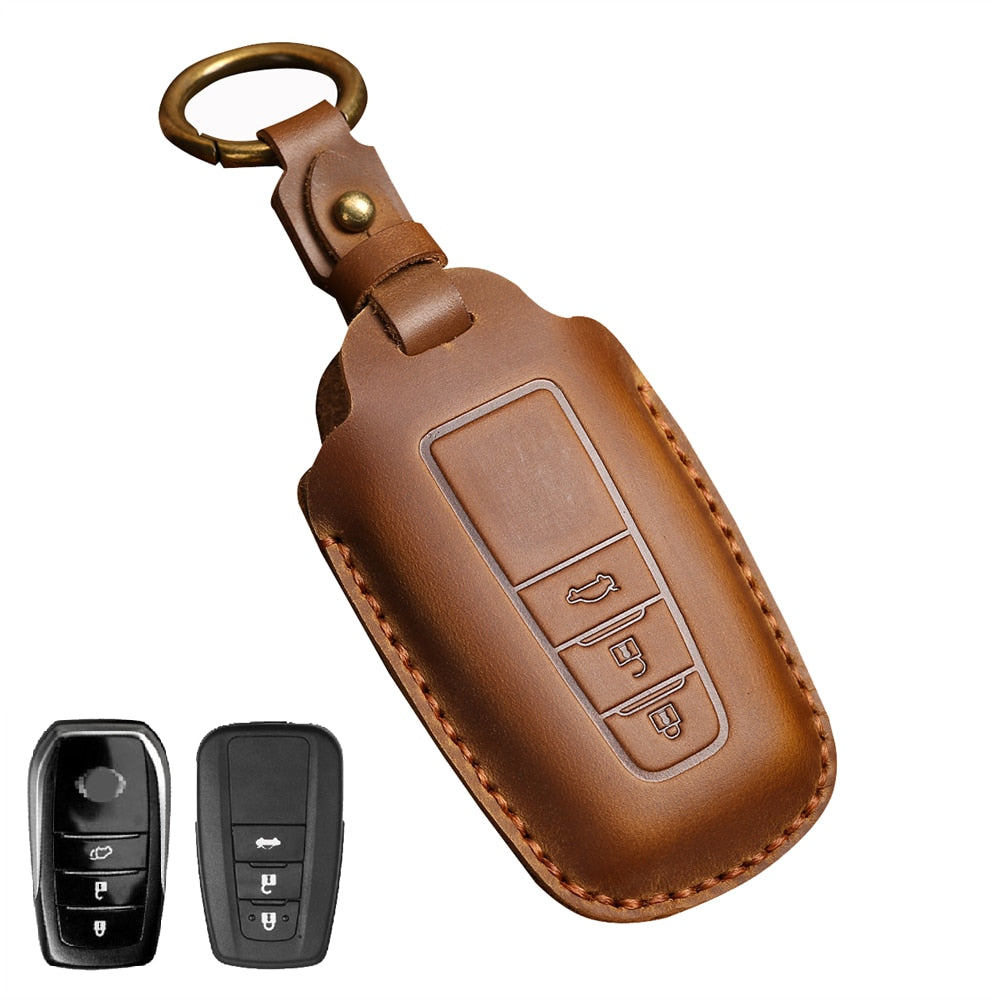 Neue Leder-Schlüsselhülle für Toyota Camry, Corolla, RAV4, Prius, CHR / C-HR, Corolla Avalon, GT86 2015–2020