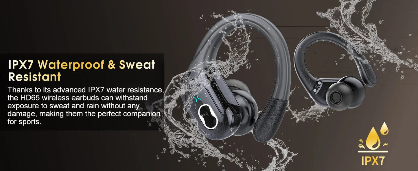 Bluetooth 5.3 Headphones 2024 Wireless Earbuds 75hrs Sport Bluetooth Earphone with Noise Cancelling Mic IPX7 Waterproof Headsets