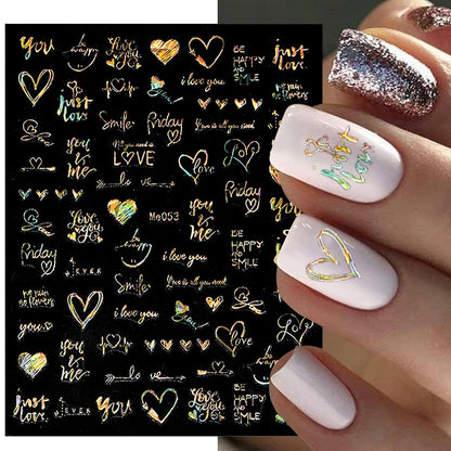 1PCS 3D Nagelzubehör, Maniküre-Nagelteile, Nageldekoration mit Liebes-Herz Aufkleber