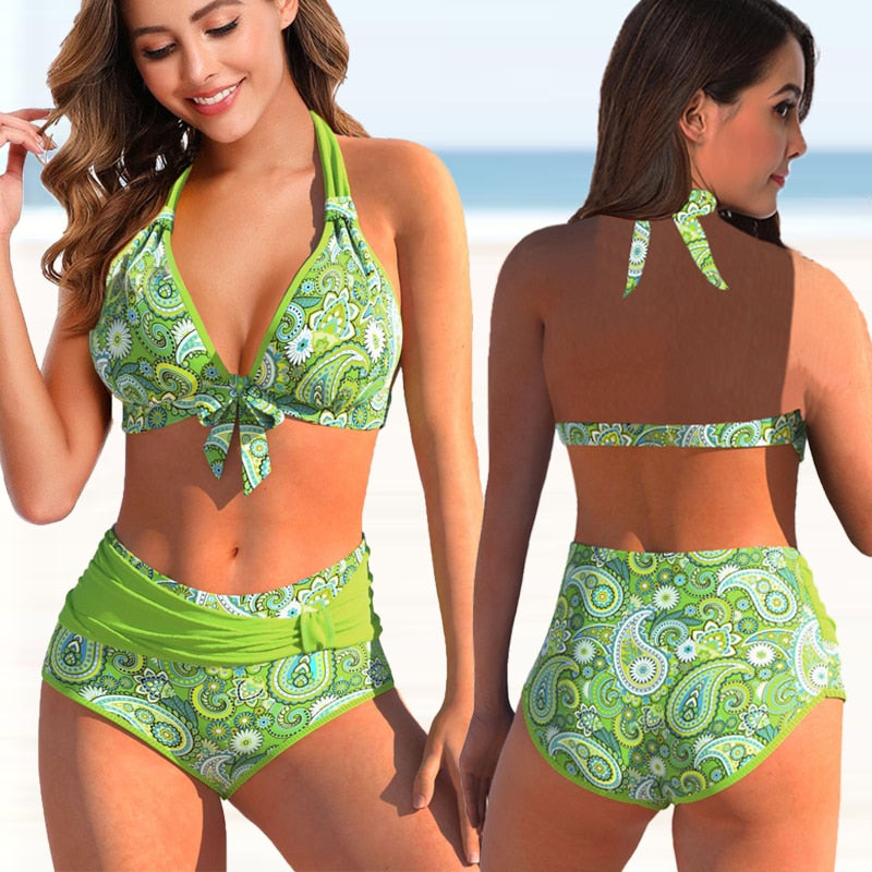 2023 neue Hohe Taille Sexy Badeanzug für Damen, zwei Stücke set Print Push Up Bademode