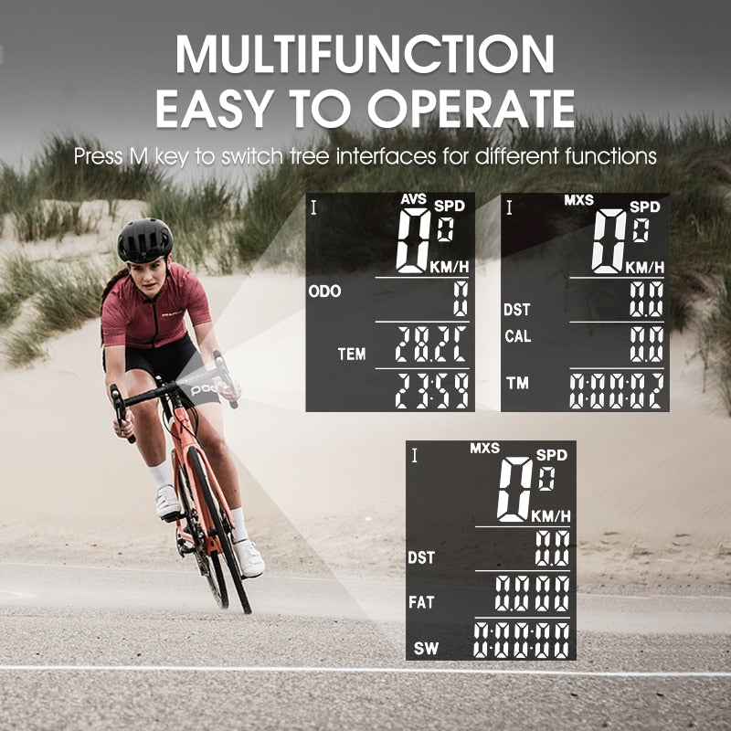 Fahrradcomputer, kabellos, kabelgebunden, wasserdicht, digitaler Fahrrad-Tachometer, Kilometerzähler mit Hintergrundbeleuchtung, Fahrrad-Stoppuhr