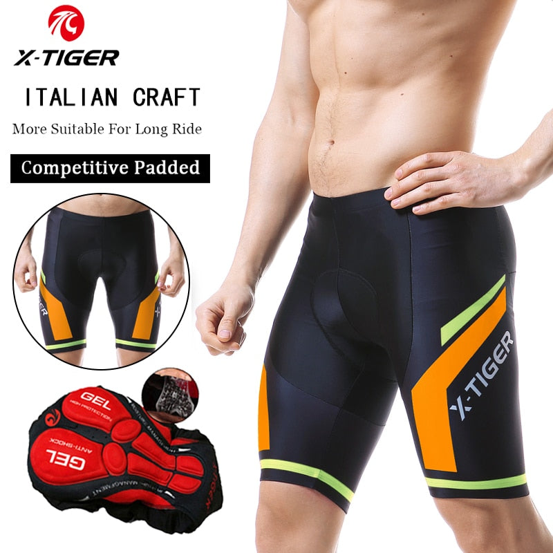 X-TIGER Herren-Radhose, Coolmax 5D gepolsterte Fahrrad-Reithose, stoßfeste MTB-Fahrrad-Shorts