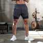 2 In 1 Doppel-deck Herren Laufshorts für Gym / Fitness, Training Jogging mit Handytasche