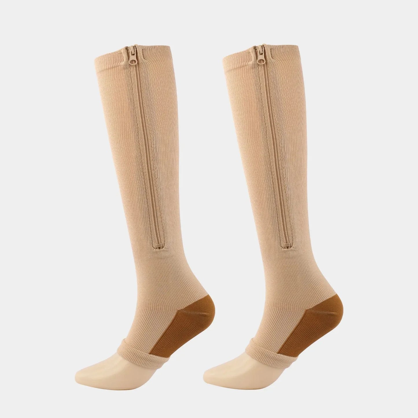 Zipper Compression Socks 15-20 mmHg Open Toe, Medical Zip Up Compression Stockings for Women Men Improves Blood Circulation, Rel