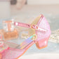 Summer Girls Sandals With Heel Fashion Rhinestone Shiny Glitter Shoes Children Princess Bowtie Pearl Dancing Shoes H876