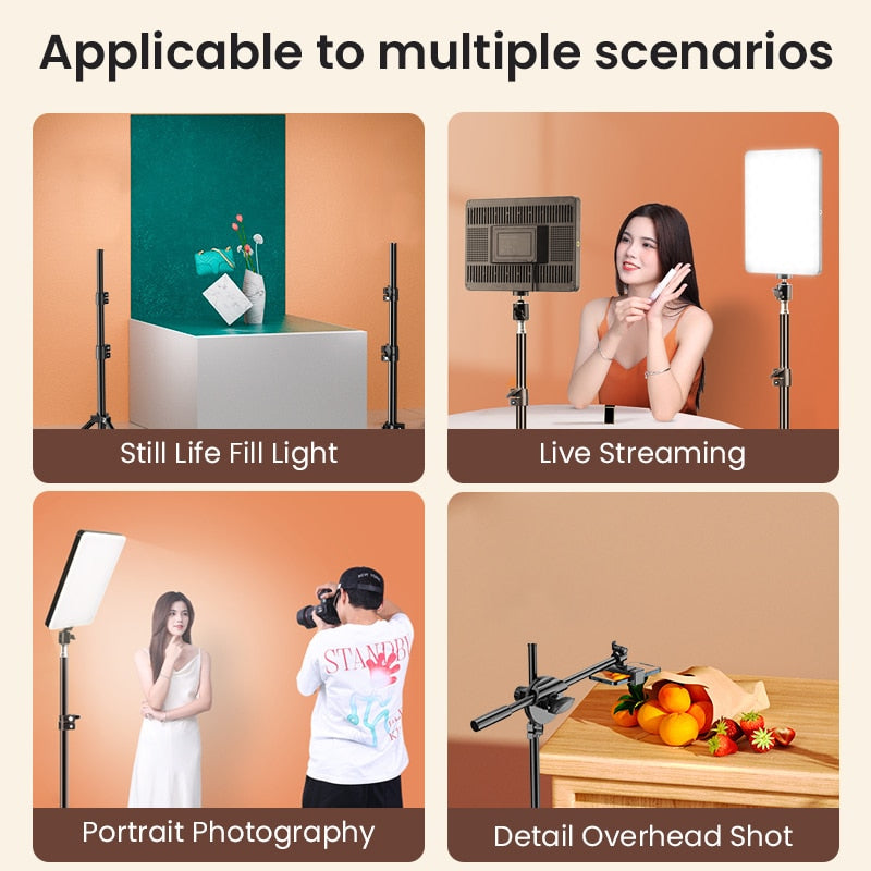 LED Foto Studio Licht 3200K-5600K für Professionelle Fotographie, Beleuchtung mit Stativ für Live-Stream