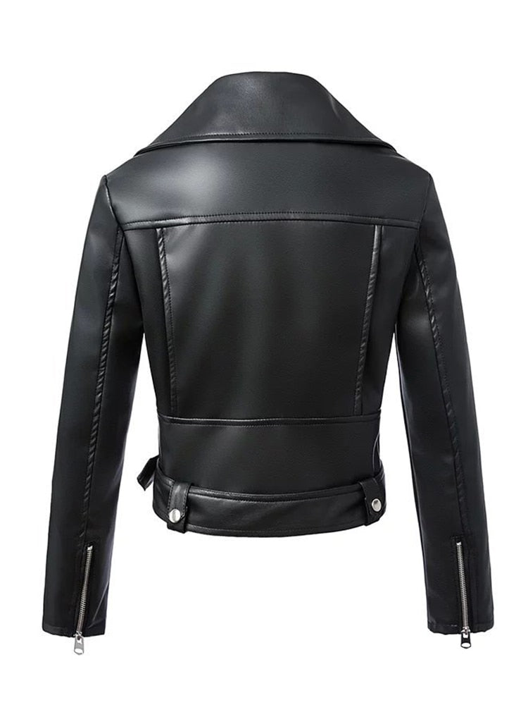 Zipper Grundlegende Lederjacke mit Umlegekragen, Motor Biker Jacke mit Gürtel