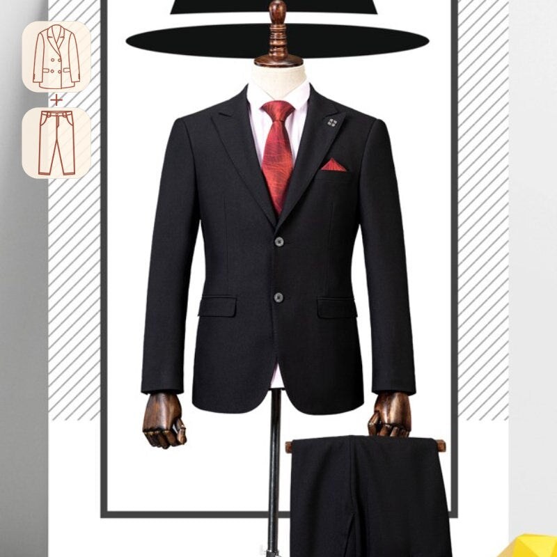 Premium-Anzug in britischem Schwarz/Blau. High-End-Geschäftsanzug für Herren