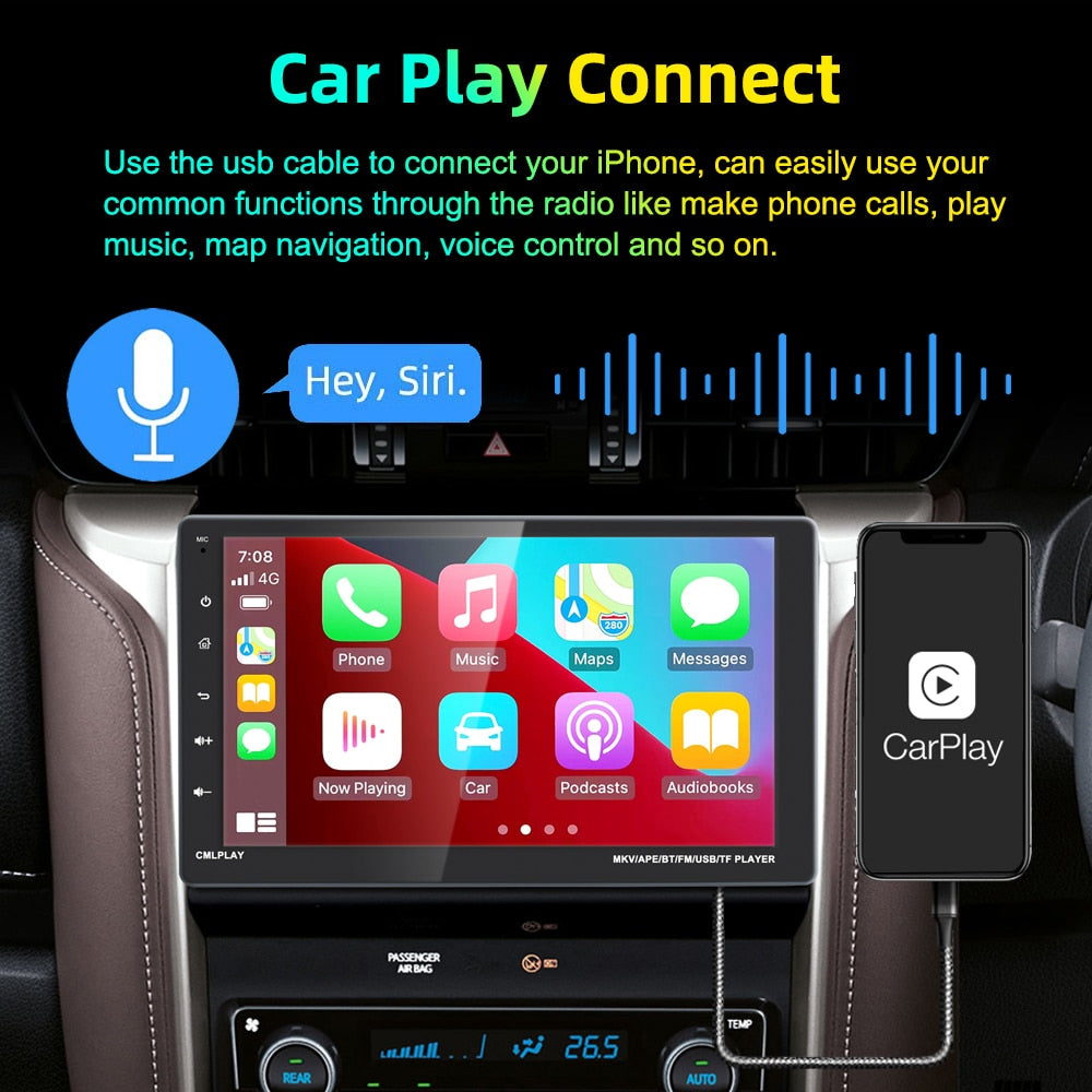 Touchscreen 1 Din Carplay Universal MP5 Phonelink, Auto Multimedia Player mit Bluetooth Unterstützung, Auto FM Audio USB