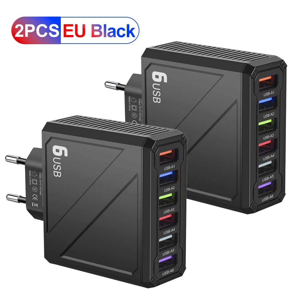3.1A 6Ports USB Charger Fast Charging Wall Charger Quick Charge For iPhone Samsung Xiaomi Huawei Mobile Phone Adapter