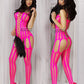 Sexy gehäkelte Fischnetz-Cosplay-Dessous, Nachtwäsche, sexy Kleid in fluoreszierendem Rosa
