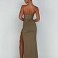 One-Shoulder-Riemen-Oberschenkel-hohes, geteiltes Maxikleid für Frauen, ärmellos, rückenfrei, figurbetont, sexy Club-Party, langes Kleid