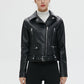 Zipper Grundlegende Lederjacke mit Umlegekragen, Motor Biker Jacke mit Gürtel