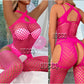 Sexy gehäkelte Fischnetz-Cosplay-Dessous, Nachtwäsche, sexy Kleid in fluoreszierendem Rosa