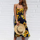 Leopard Print Damen Sommerkleid mit Sexy ärmellose Split