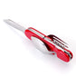 4 in 1 Multifunktionales Outdoor-Geschirr aus Edelstahl, faltbar, Gabel, Löffel, Messer, ideal für Picknick, Camping, Wandern, Reisen