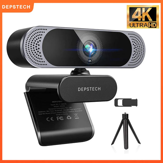 4K 8MP HD-Webcam mit geräuschunterdrückendem Mikrofon/Sichtschutzabdeckung/Stativ Plug-Play-USB-Webkamera für Besprechungsvideos