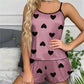 Women's Pajama Set Pajamas T-Shirts Shorts Pink Heart-Shaped Print Round Neck T-Shirt Ice Silk Top Comfortable Casual Summer ﻿