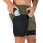2 In 1 Doppel-deck Herren Laufshorts für Gym / Fitness, Training Jogging mit Handytasche