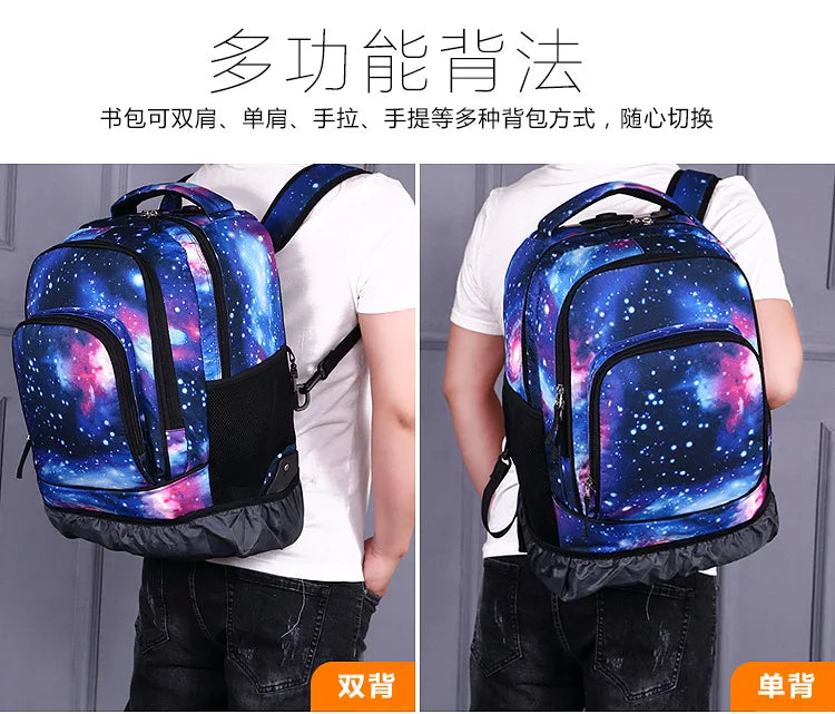 Men Trolley Backpack Rolling Luggage Suitcase Large Capacity Children Boys Backpacks with Wheels Girls Waterproof School Bag