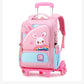 Children's Fashion Cartoon School Bags with 6 Wheels Trolley Backpack Teenagers Girls Rolling Backpack Students Kids Backpack