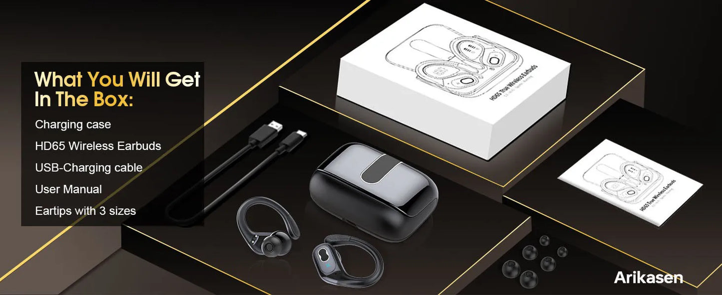 Bluetooth 5.3 Headphones 2024 Wireless Earbuds 75hrs Sport Bluetooth Earphone with Noise Cancelling Mic IPX7 Waterproof Headsets