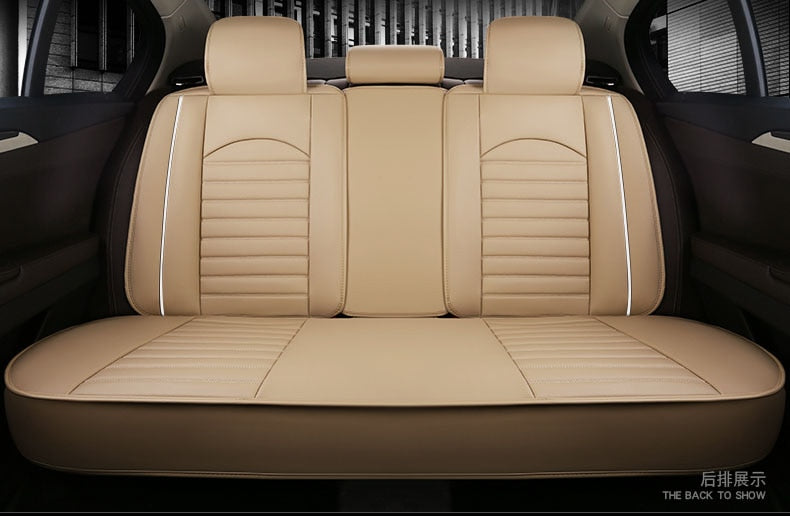 Luxus-Qualitäts-Leder-Autositzbezug, bequemer Vier-Jahreszeiten-Universal-Vorder-/Hinten-/Komplettbezug-Kissen-Autositzschutz