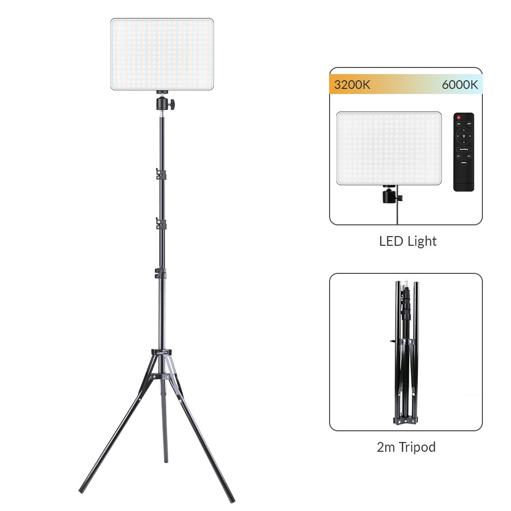 LED Foto Studio Licht 3200K-5600K für Professionelle Fotographie, Beleuchtung mit Stativ für Live-Stream