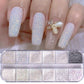 12 Gitter Perlweiß Chrom Nagel, Pigment UV Gel Nagellack