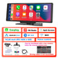 Podofo Autospiegel-Videoaufzeichnung Carplay, Android Auto Wireless-Verbindung GPS-Navigation Dashboard DVR mit AI Voice