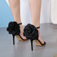 Damen Blume Schuhe, Rose Blume Pumpen High Heel Sandalen