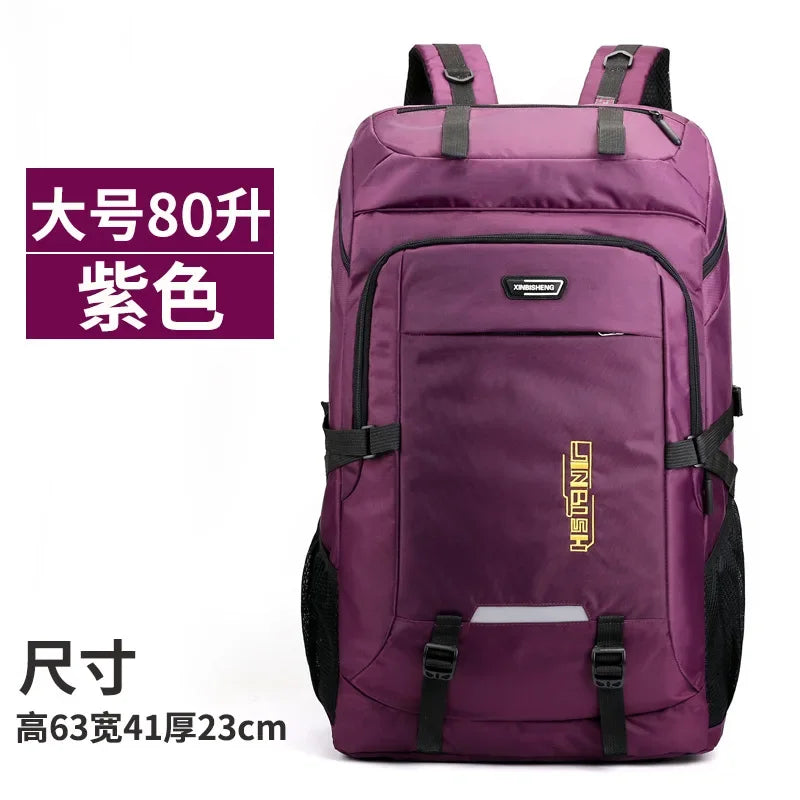 60L 80L Hiking Camping Backpack Nylon Waterproof Large Capacity Luggage Rucksack Men Women Outdoor Climbing Travel Sports Bag