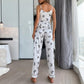 Damen-Pyjama-Set mit Schmetterlingsdruck, Cami-Top mit Hose, Satin-Pyjama-Set