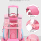 Children's Fashion Cartoon School Bags with 6 Wheels Trolley Backpack Teenagers Girls Rolling Backpack Students Kids Backpack