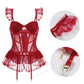 Sexy Korsett Dessous Bustier, Damen Riemchen Body, Atmungsaktive Unterwäsche