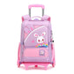 Children's Fashion Cartoon School Bags with 6 Wheels Trolley Backpack Teenagers Girls Rolling Backpack Students Kids Backpack