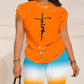 Damen Casual Rundhals Kurzarm T-shirt, Mode Druck in Zwei Stück Anzug-Set