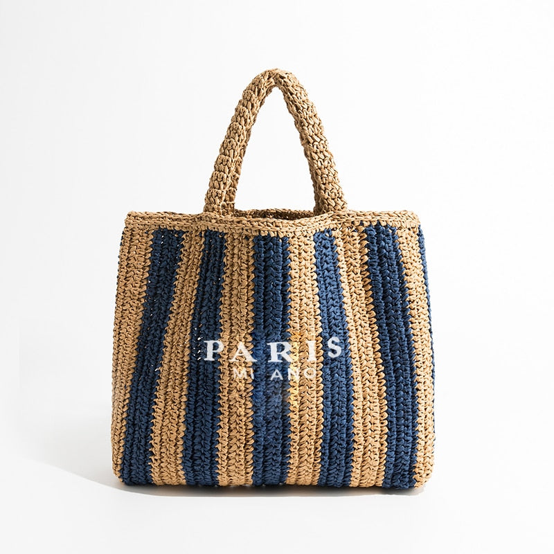 Luxus Design Frauen Geflochtene Bast Stroh Tasche Große Kapazität, Sommer Strandurlaub Schultertasche