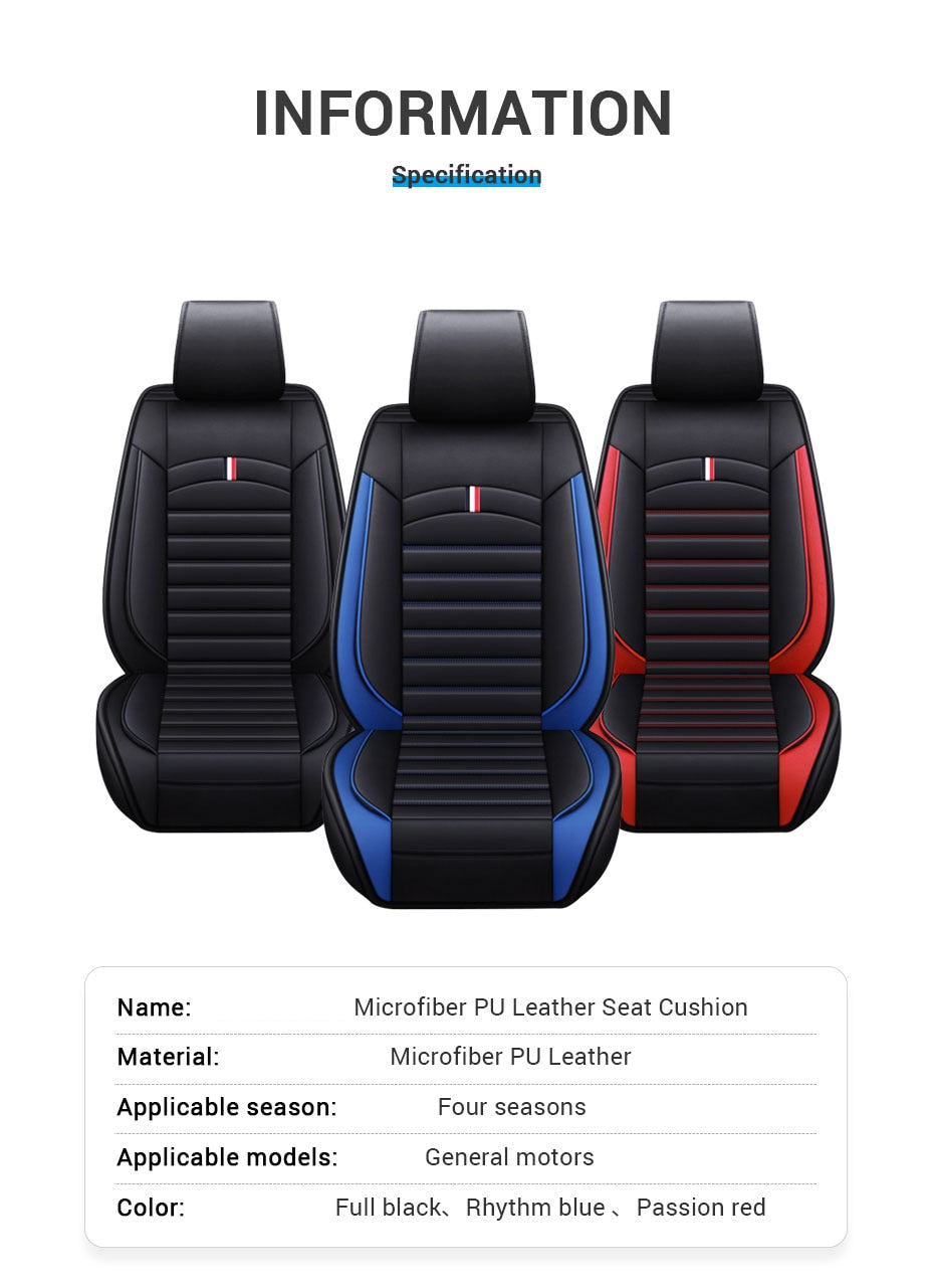 Premium-Leder-Autositzbezüge, Kissenschutzbezüge, universelle Passform, verstellbarer Sportstuhl, passend für die meisten Autos, Limousinen und SUVs