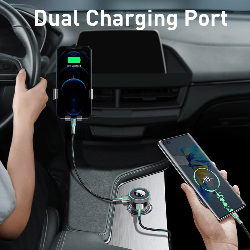 Baseus FM-Transmitter, Auto-Bluetooth 5.0-Musikadapter, 3,4 A, Dual-USB-Autoladegerät, MP3-Player, Radio, FM-Modulator