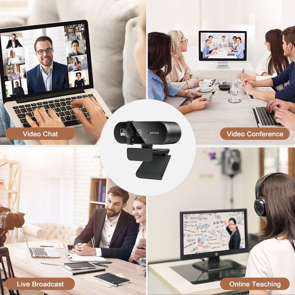 Webcam 4K 1080P Mini Kamera 2K Full HD, Webcam mit Mikrofon 15-30fps USB, Web Cam für Youtube PC Laptop Videoaufnahme Kamera
