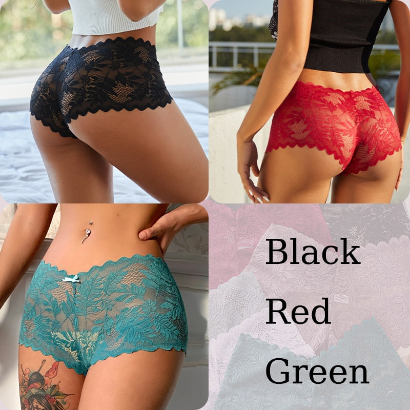 3PCS Sexy Floral Spitze Höschen, Damen Slip Niedrige Taille Weiche Dessous, Komfortable Weibliche Unterwäsche S-XL