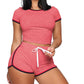 2-teilige Shorts-Sets für Damen-Outfits, kurzärmelige Trainingskleidung, Sportbekleidung für den Sommer