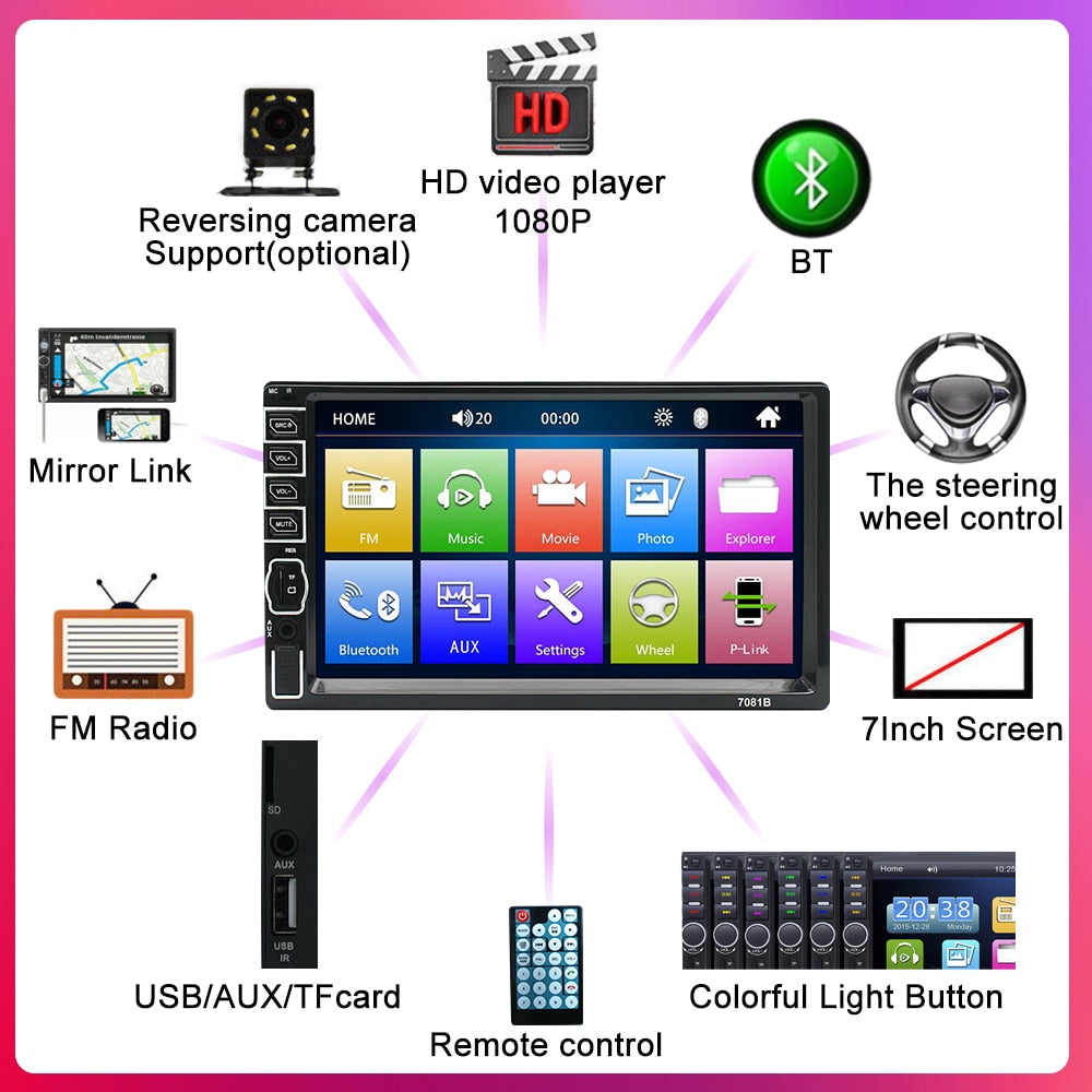 KUNFINE Universal 1 din Autoradio 7 "HD Touchscreen Auto audio Auto Stereo MP5 Auto Multimedia Player Autoradio mit Bluetooth FM