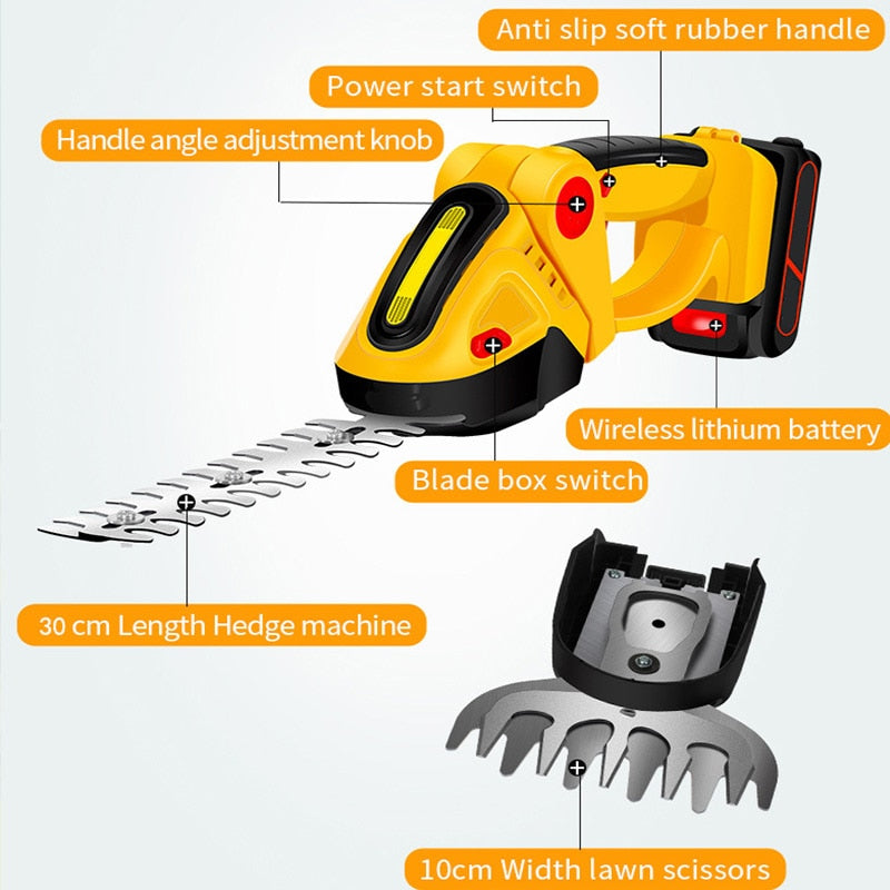 2 in 1 kabellose elektrische Heckenschere 24V, 20000 U/min wiederaufladbare Handhaushaltsstrauch